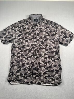 Sunrise Kingdom Gray Black Camo Button Up Shirt XL
